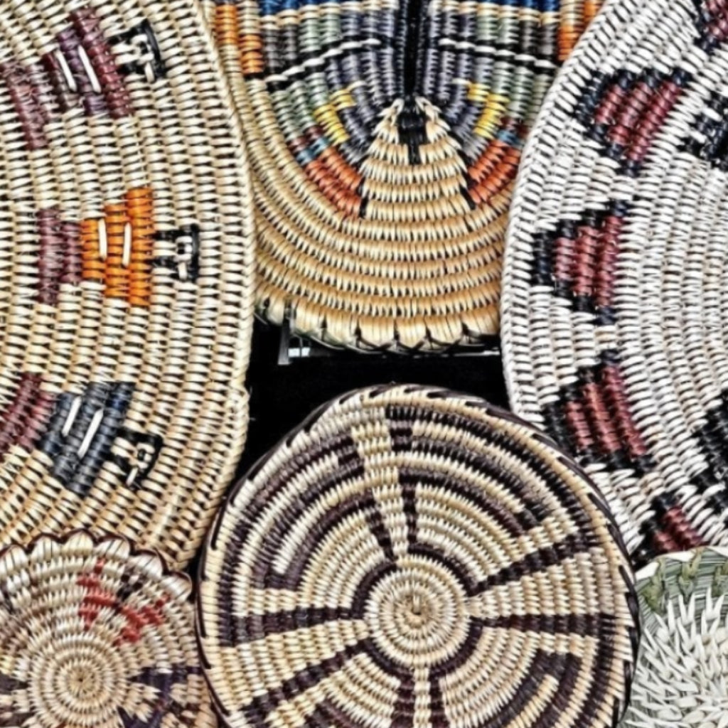 a collection of native american made baskets