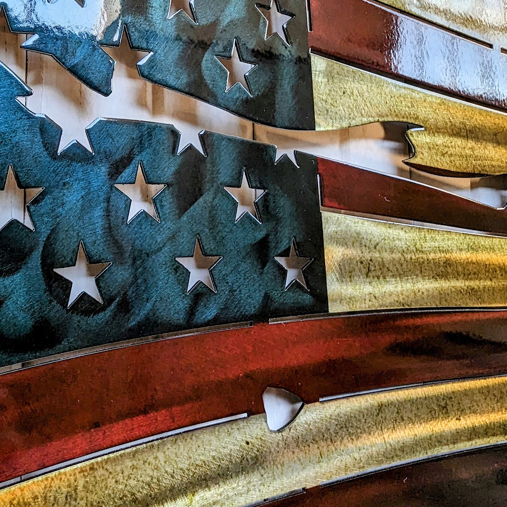 US Tattered Flag Front Detail View