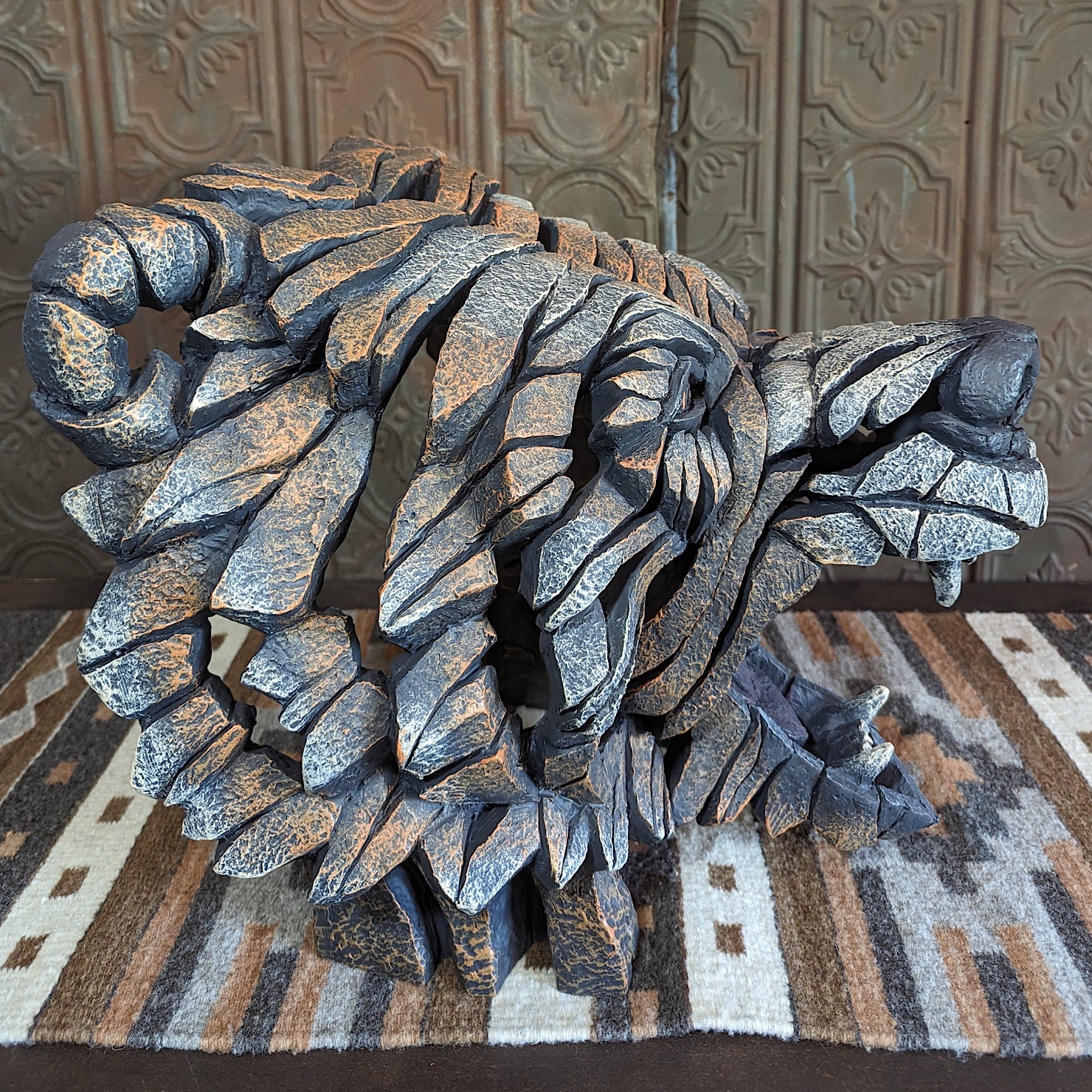 SIde View of "Bear Head" Edge Sculpture by Matt Buckley