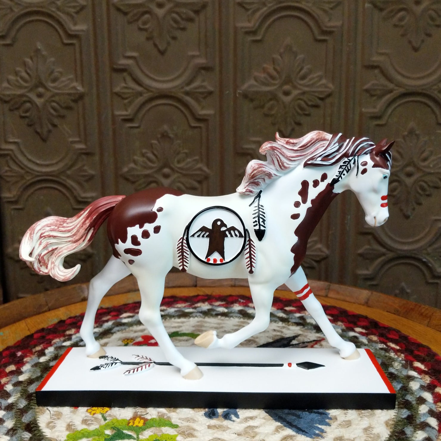 "Medicine Hat" collectible pony by The Trail of Painted Ponies, featuring intricate hand-painted designs, vibrant colors, and traditional Western-inspired artwork.