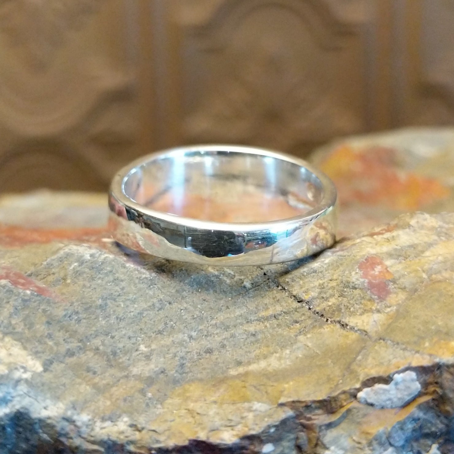 Sterling silver ring with inlaid lapis.