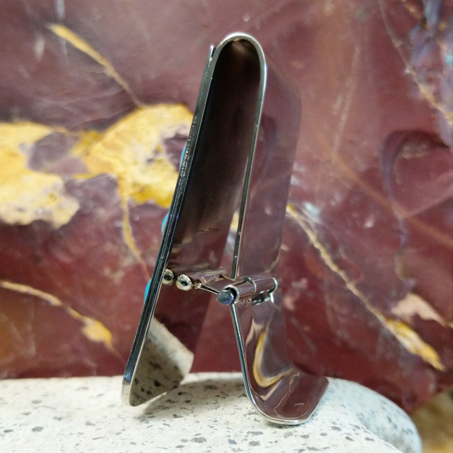 Side of the clip revealing the hinge clip clasp.