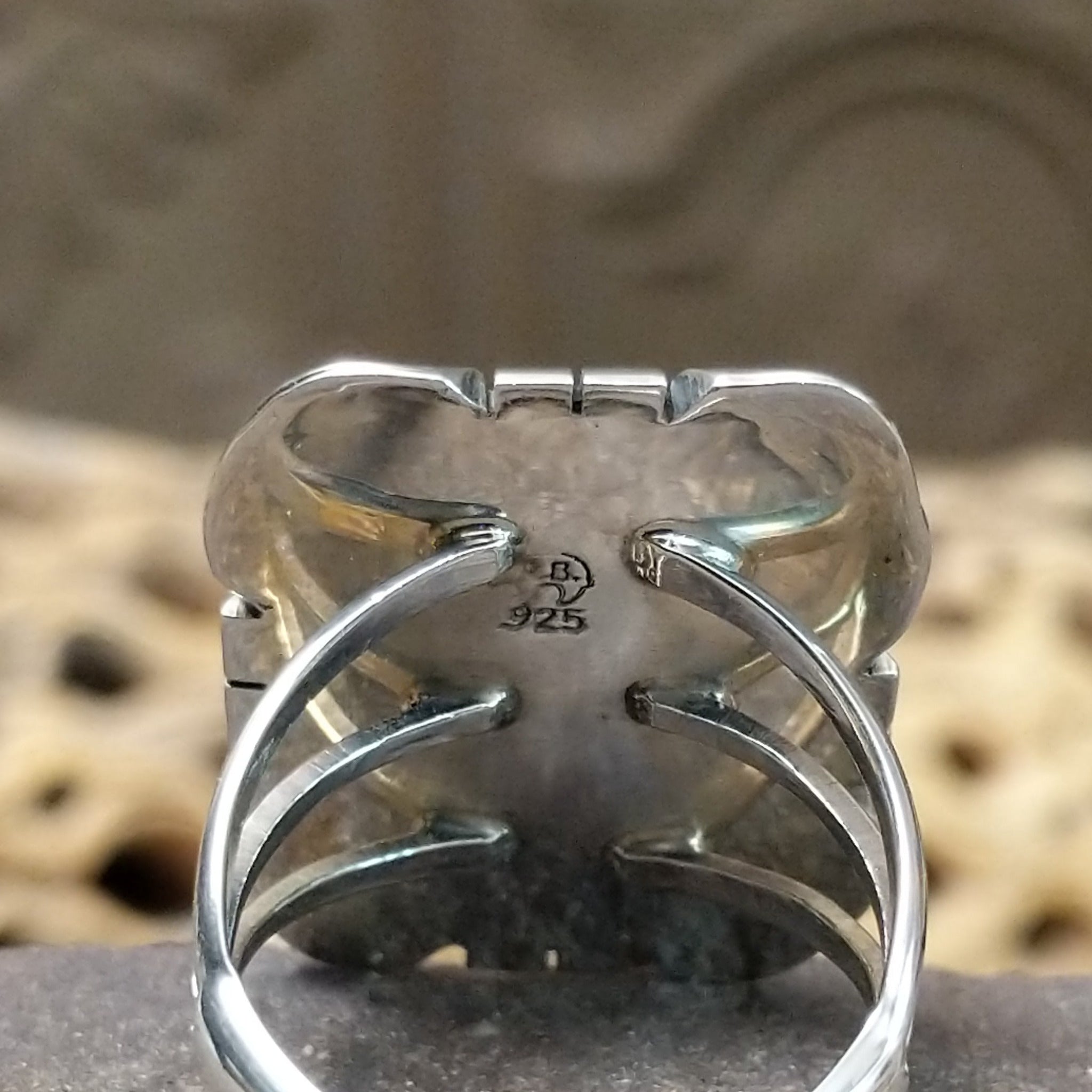 Navajo square black onyx ring, featuring a polished square black onyx stone set in handcrafted sterling silver with traditional Southwestern-inspired metalwork. Artisan and Sterling Silver stamp.