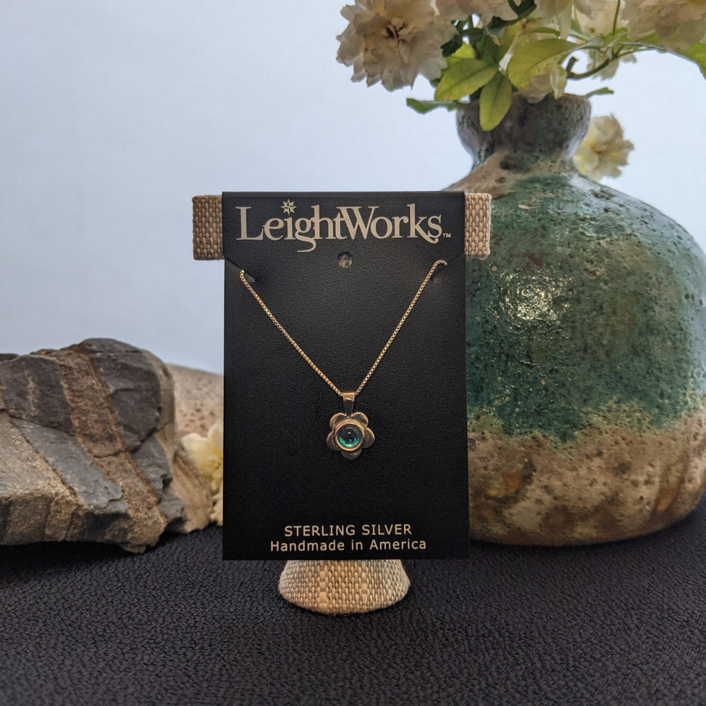 Flower Pendant Sterling Silver Necklace by LeightWorks GJ-NKL-0016 (Aqua)