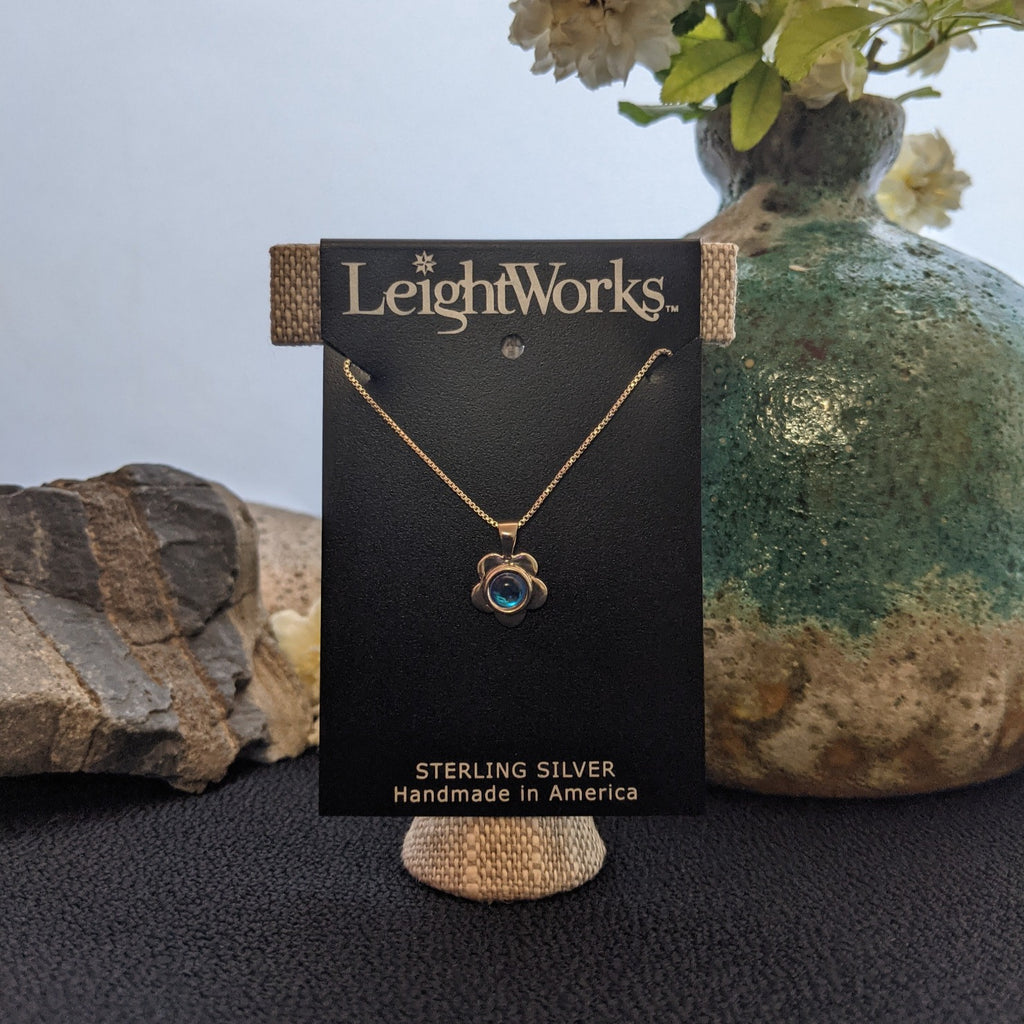 Flower Pendant Sterling Silver Necklace by LeightWorks GJ-NKL-0016 (Blue)