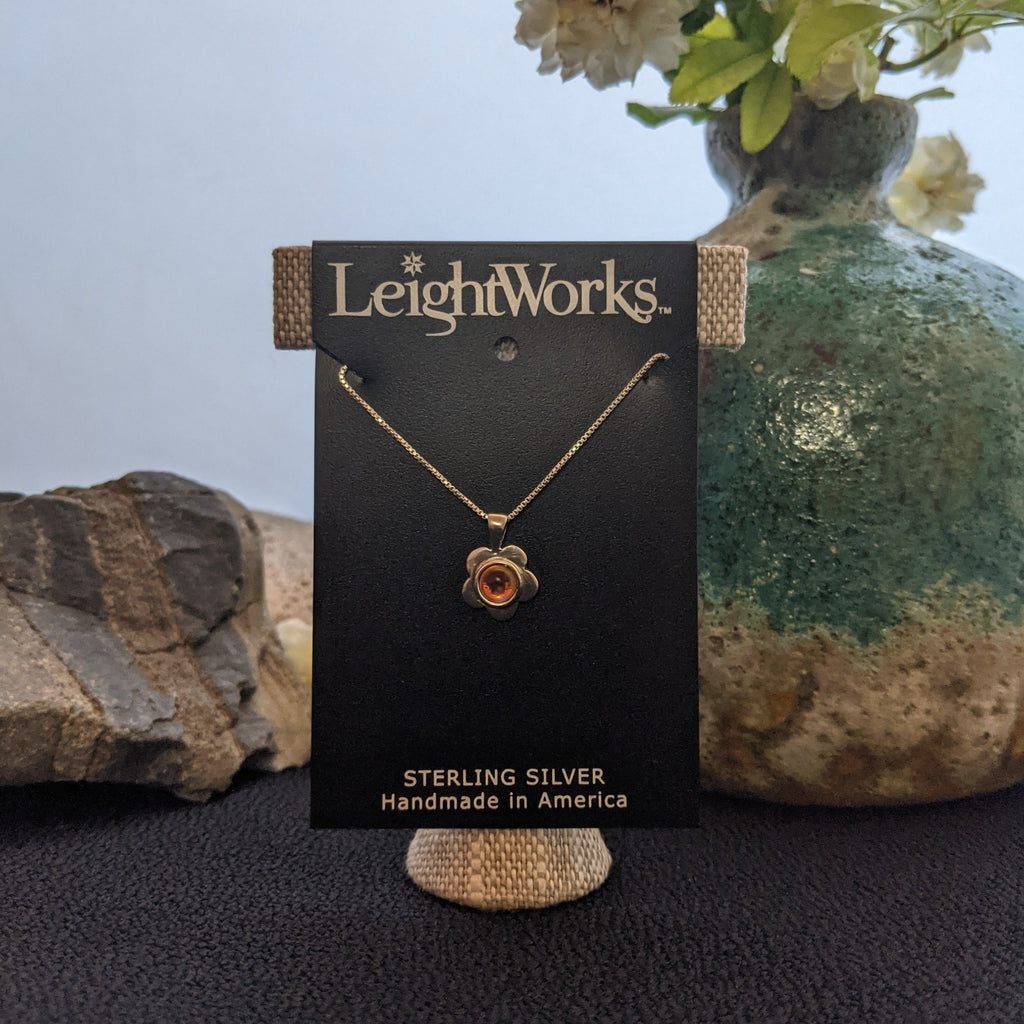 Flower Pendant Sterling Silver Necklace by LeightWorks GJ-NKL-0016 (Fire)