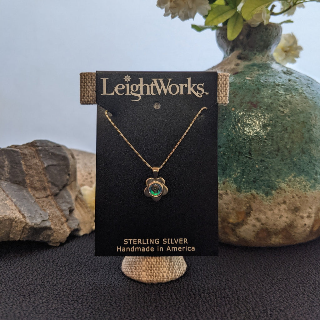 Flower Pendant Sterling Silver Necklace by LeightWorks GJ-NKL-0016 (Green)