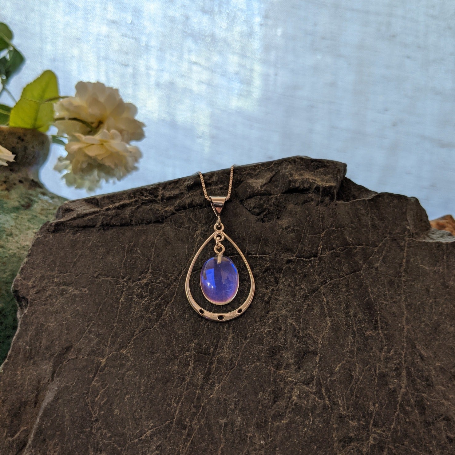 Ringed Crystal Sterling Silver Necklace by LeightWorks GJ-NKL-0015 (Violet)