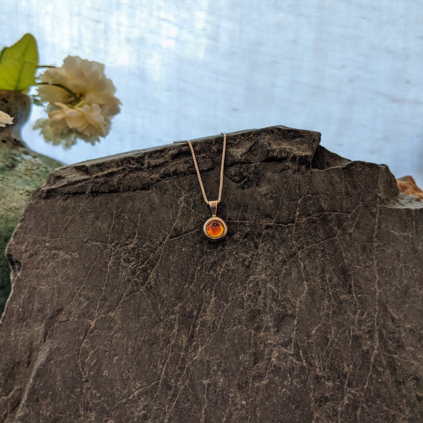 Tiny Pendant Sterling Silver Necklace by LeightWorks GJ-NKL-0014 (Fire)