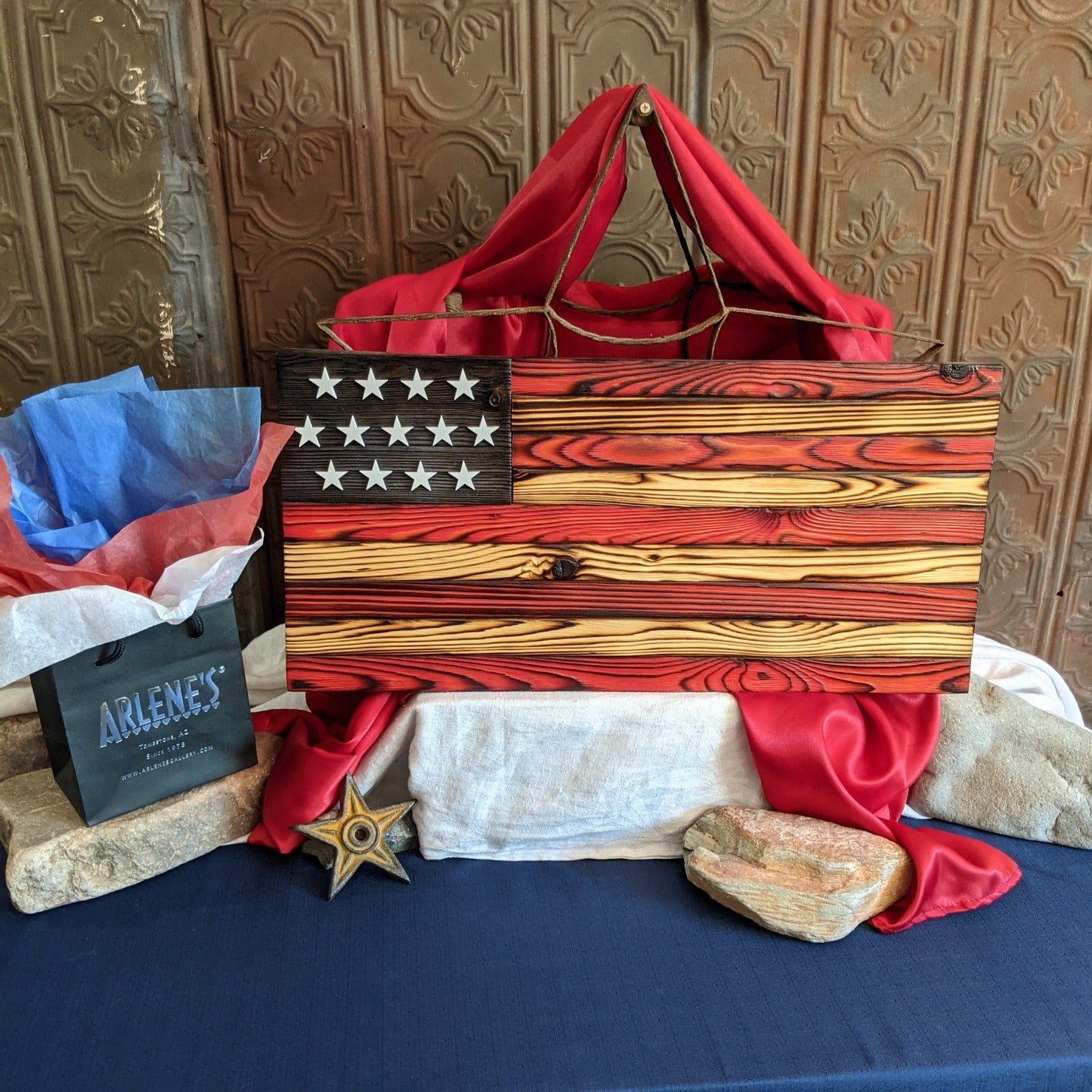 Thirteen-Star Wooden American Flag Wall Art GF-0112