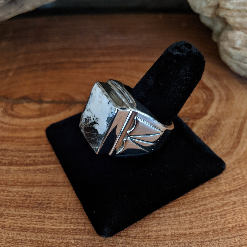 Navajo Made White Buffalo Ring GJ-RNG-0050