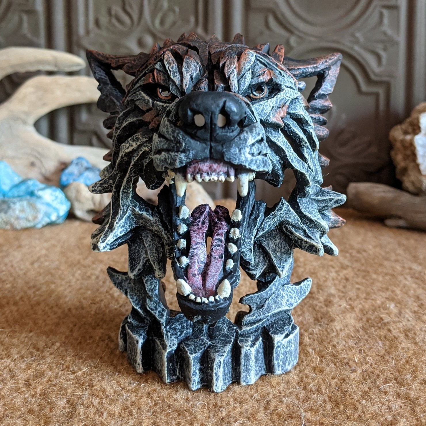 Mini Wolf Head Edge Sculpture by Matt Buckley GF-6016223
