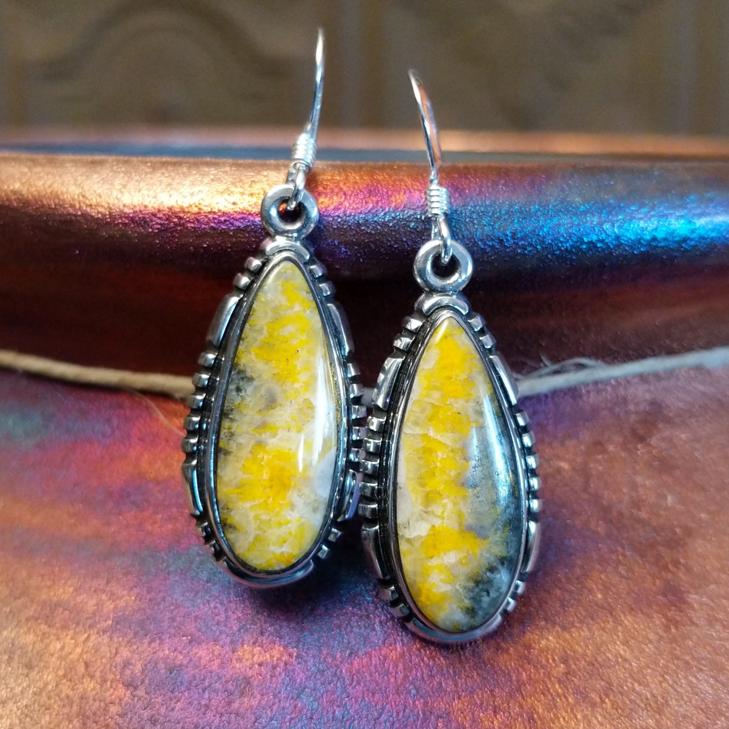 Navajo Made Bumblebee Jasper Earrings GJ-ERN-0082