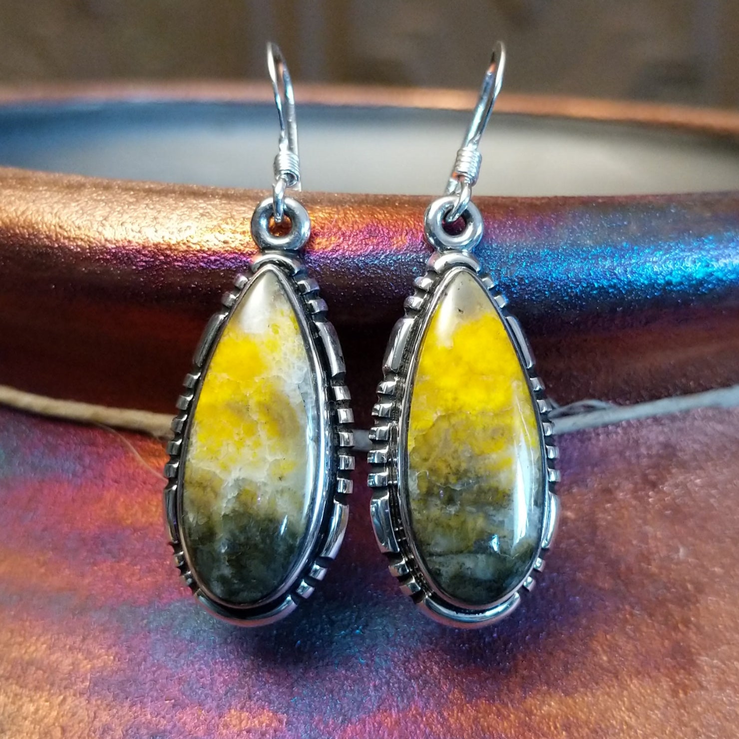Navajo Made Bumblebee Jasper Earrings GJ-ERN-0084