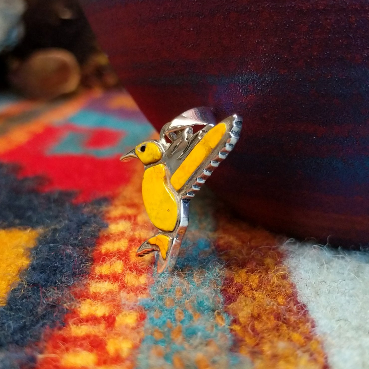 Navajo Made Bumblebee Jasper Hummingbird Pendant GJ-PND-0093