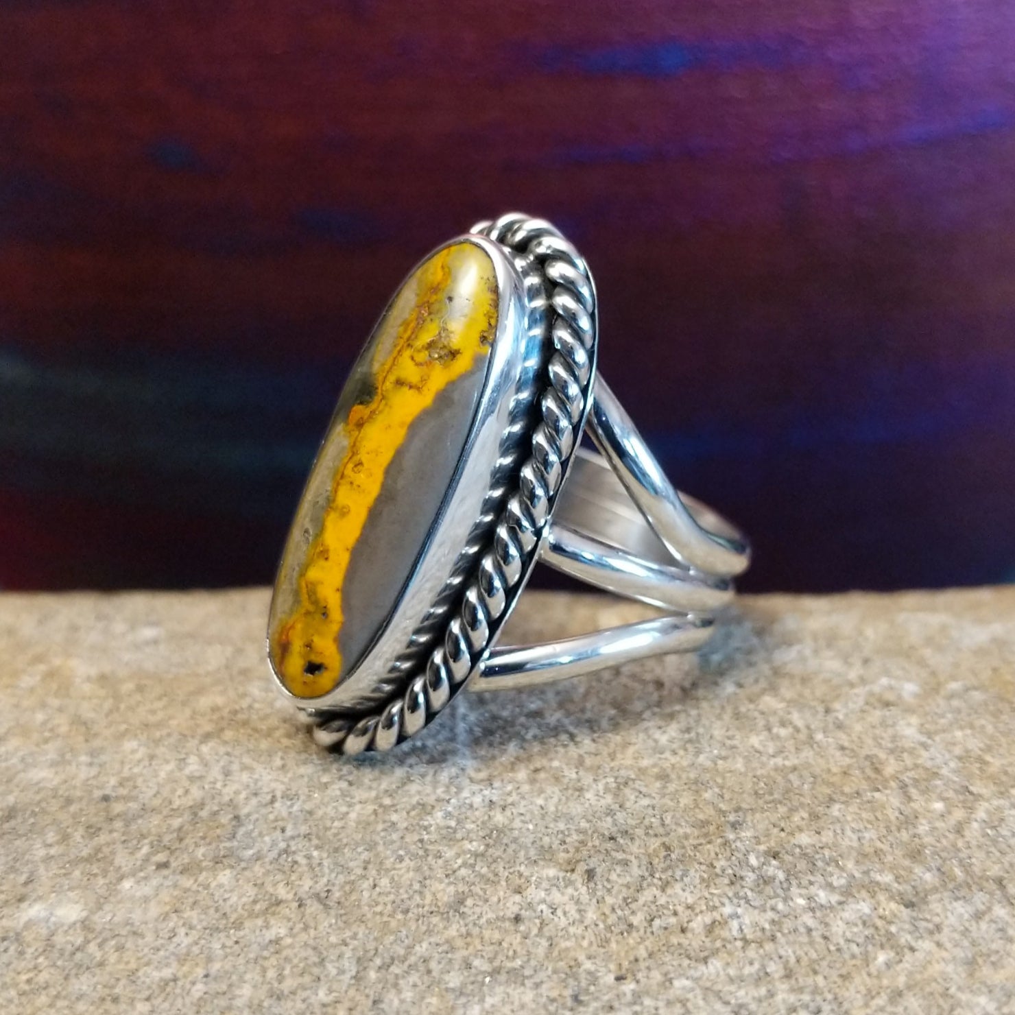 Bumblebee Jasper Oval Ring by Terry Wood GJ-RNG-0100 Size 7.5
