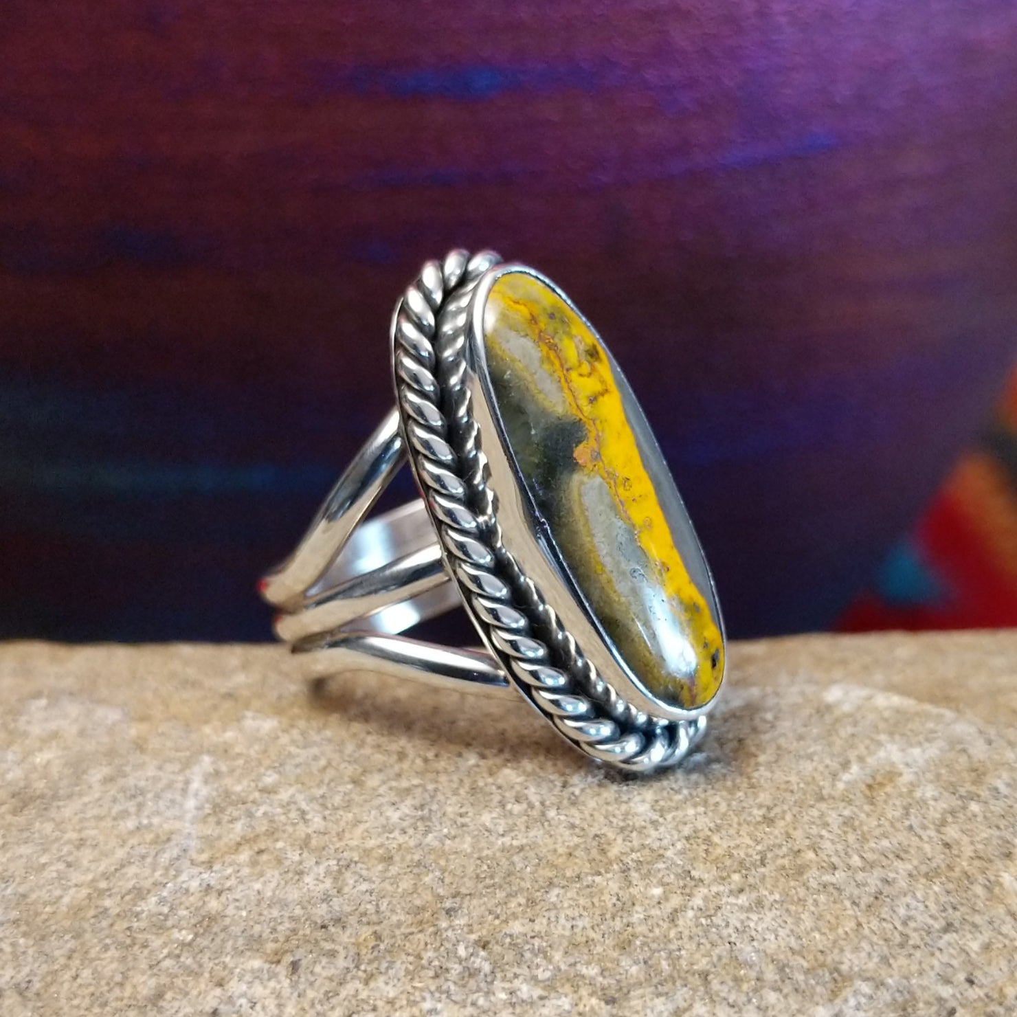 Bumblebee Jasper Oval Ring by Terry Wood GJ-RNG-0100 Size 7.5