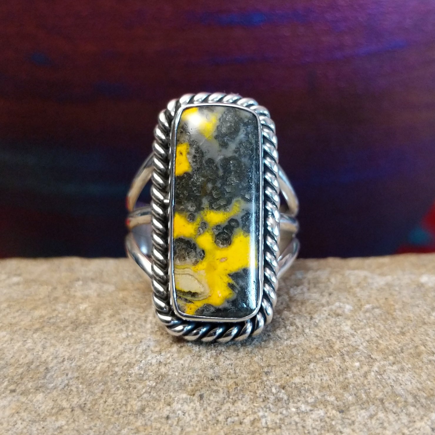Bumblebee Jasper Rectangle Ring by Terry Wood GJ-RNG-0105 Size 8.25