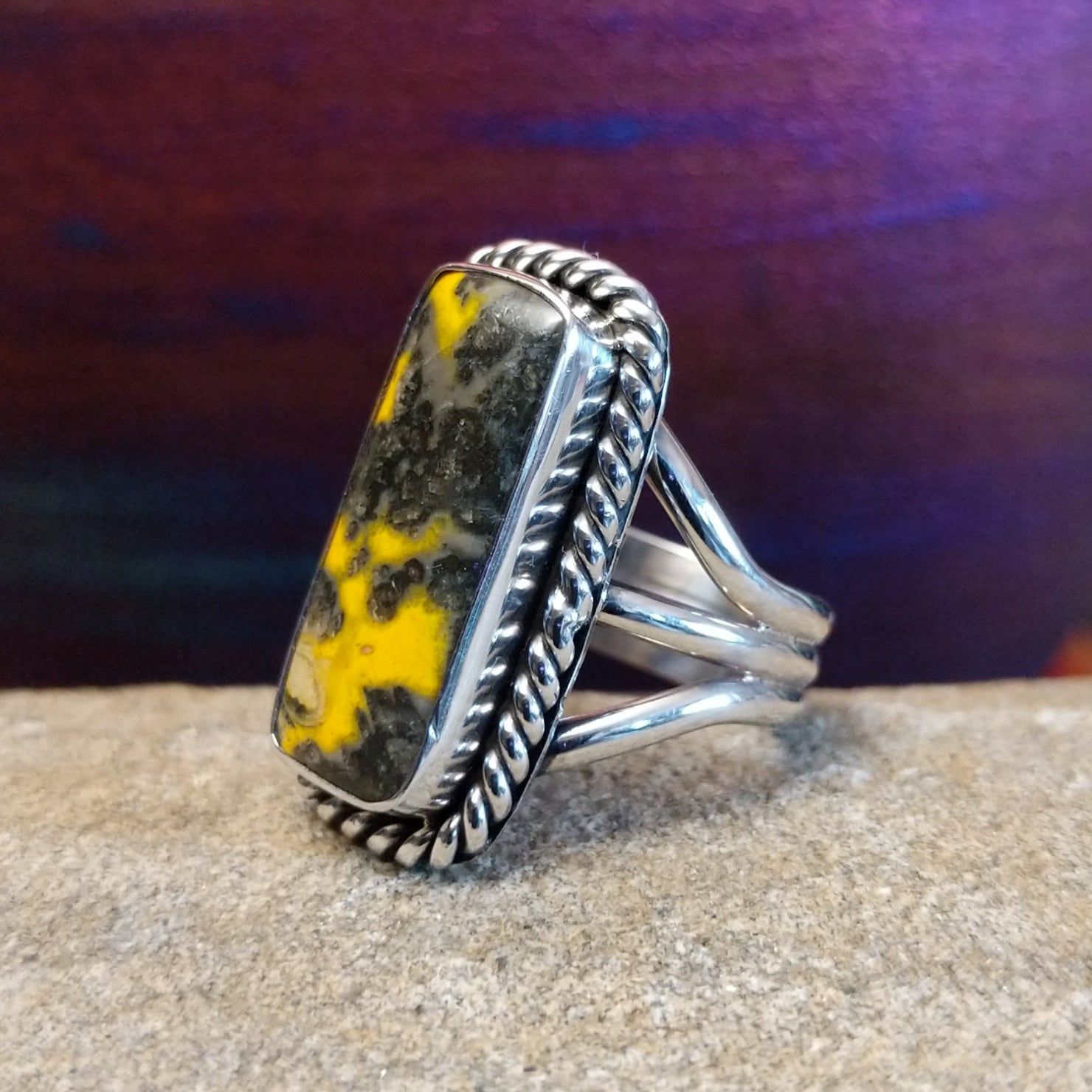 Bumblebee Jasper Rectangle Ring by Terry Wood GJ-RNG-0105 Size 8.25