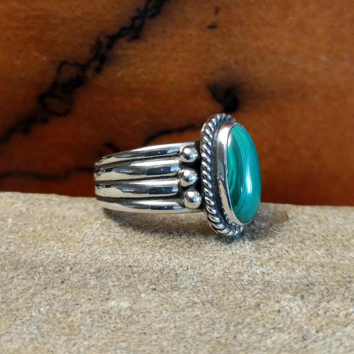 Navajo Made Malachite Ring SWSG-RNG-0054 Size 9.5