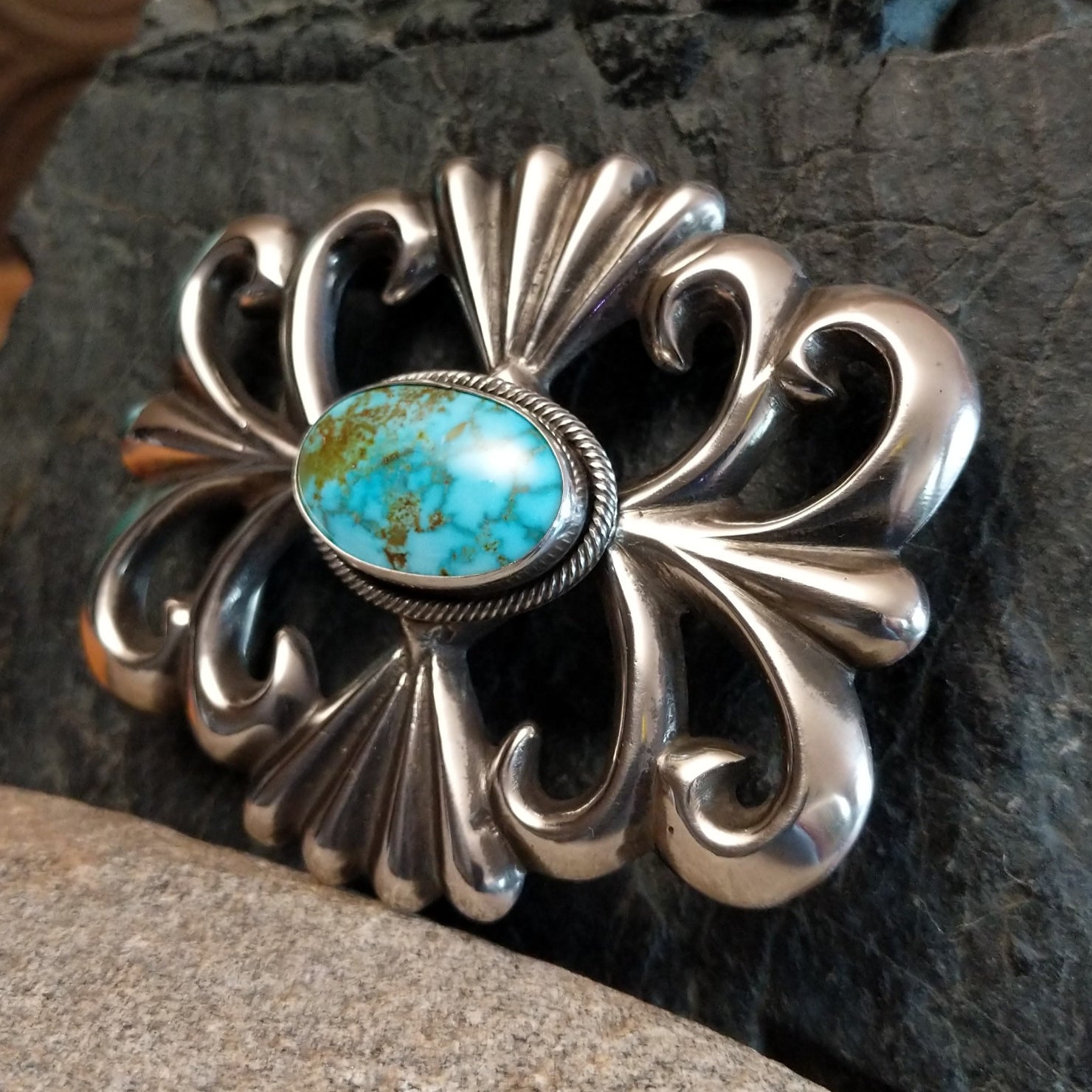 Turquoise Sandcast Buckle by Rose A. Chee SWSG-BKL-0001
