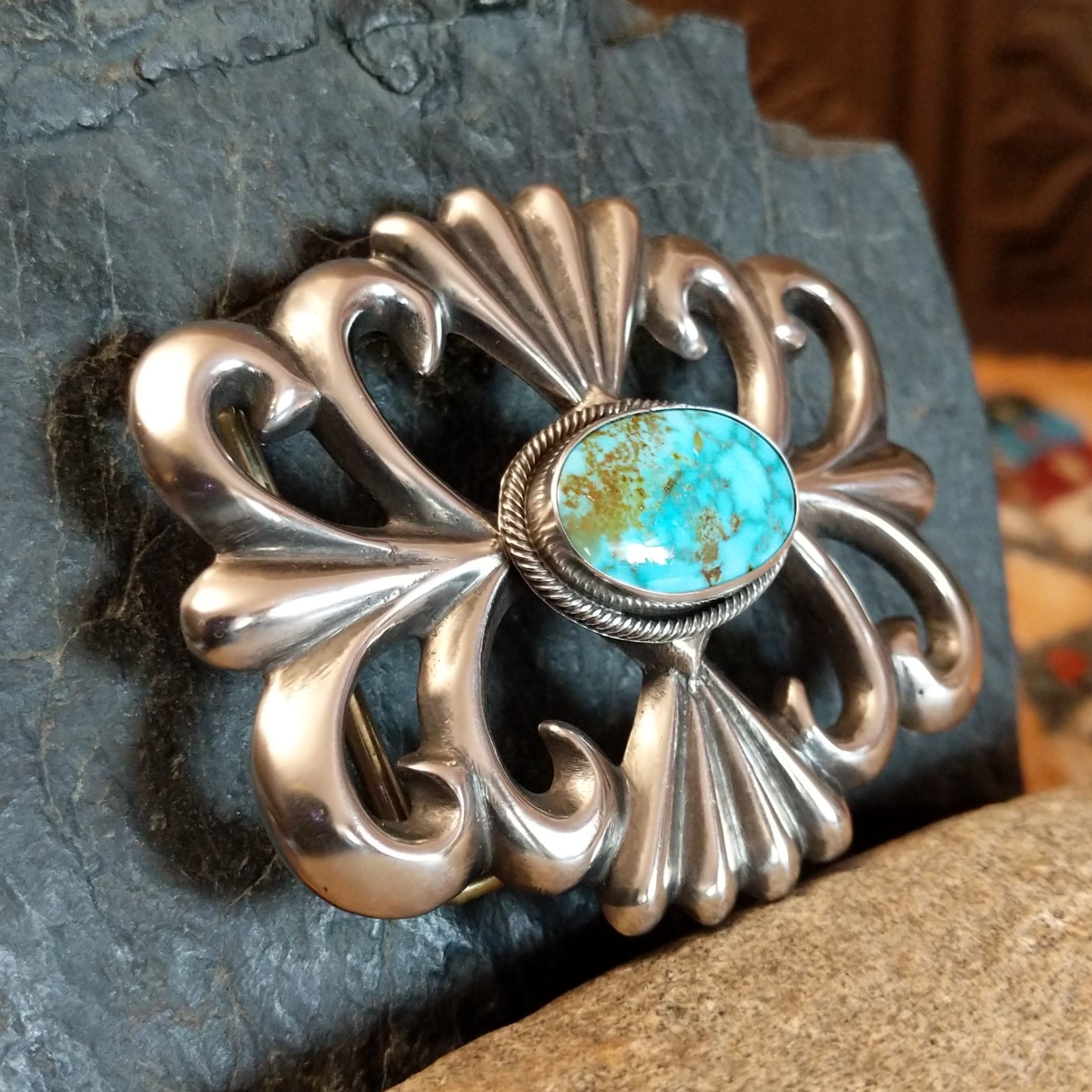 Turquoise Sandcast Buckle by Rose A. Chee SWSG-BKL-0001