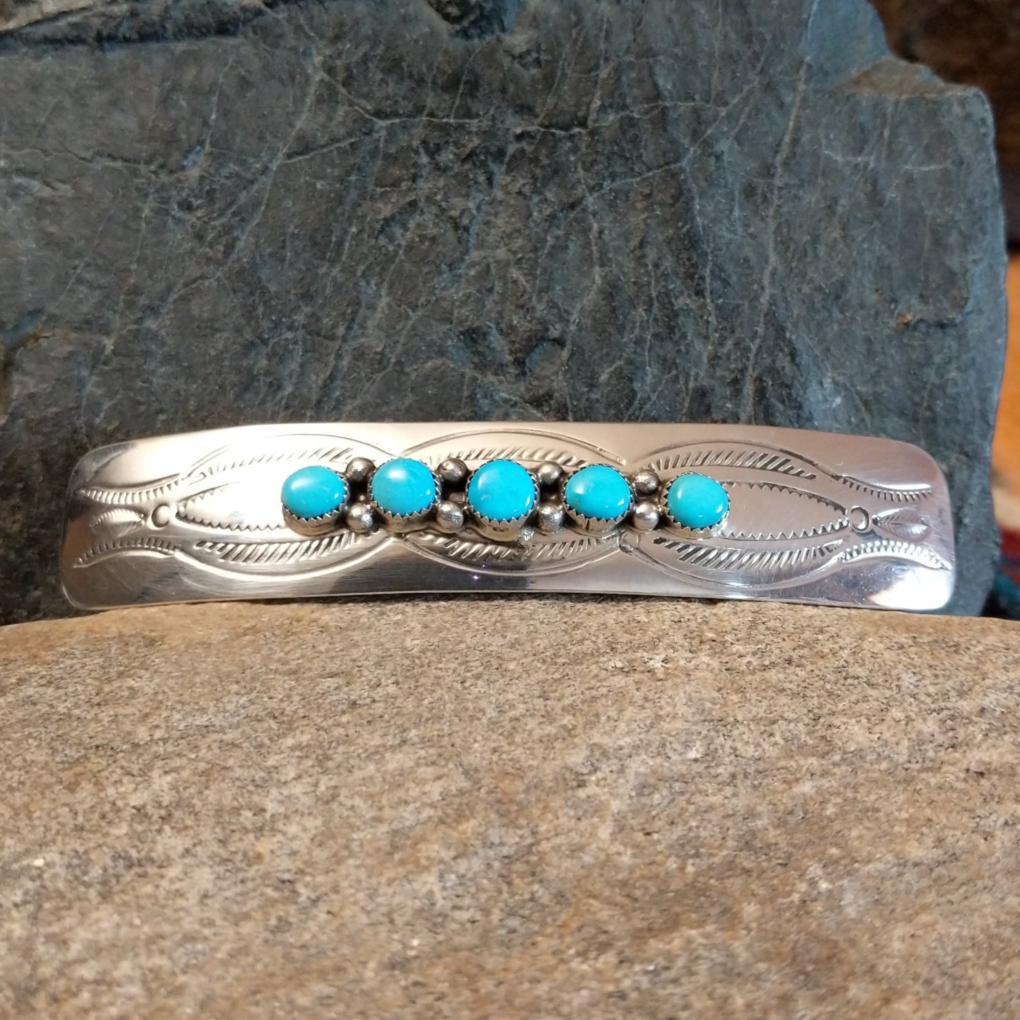 Navajo Made Turquoise Barrette GJ-BRT-0003