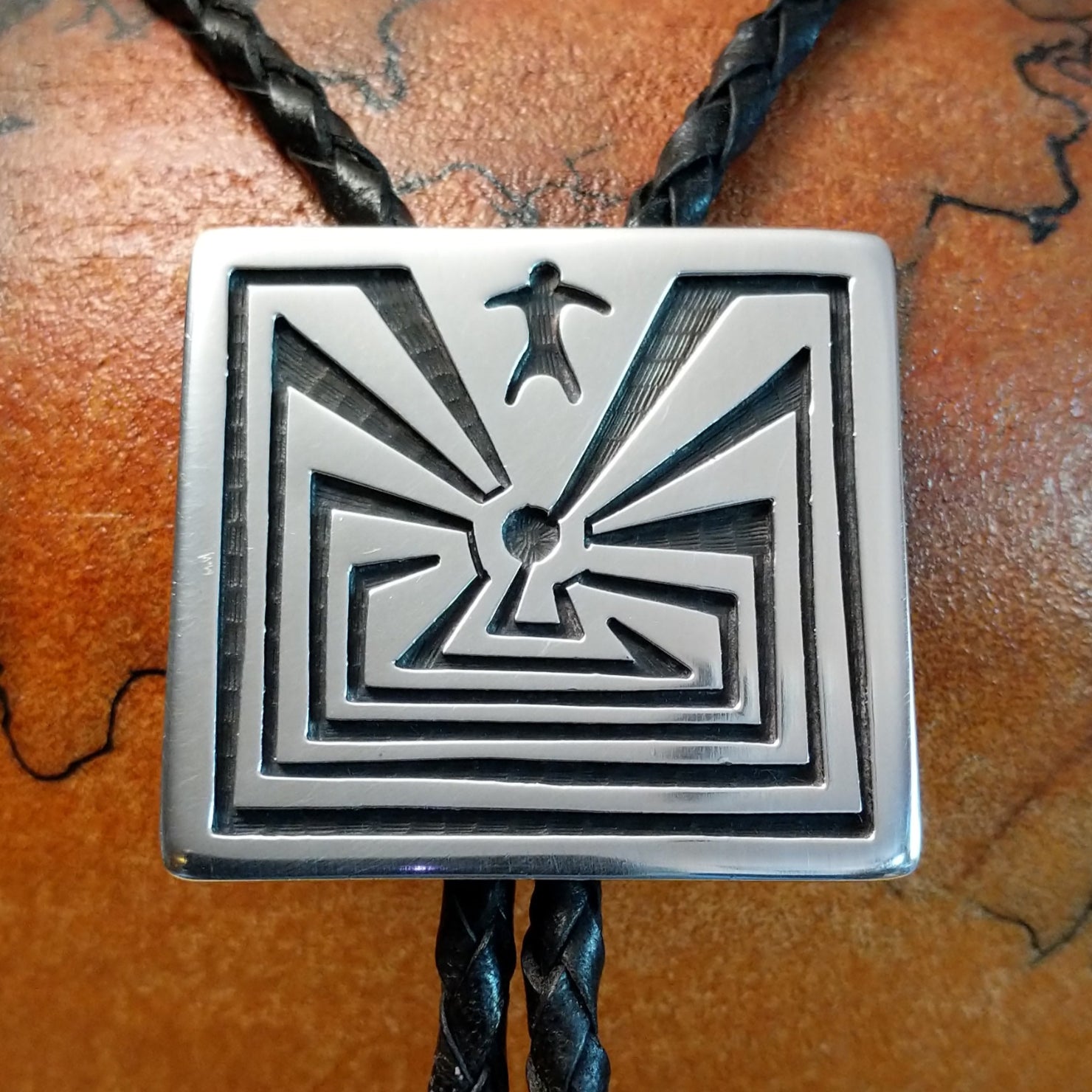 Hopi Man in the Maze Bolo Tie by Shannon Lamson SWSG-BOL-0011