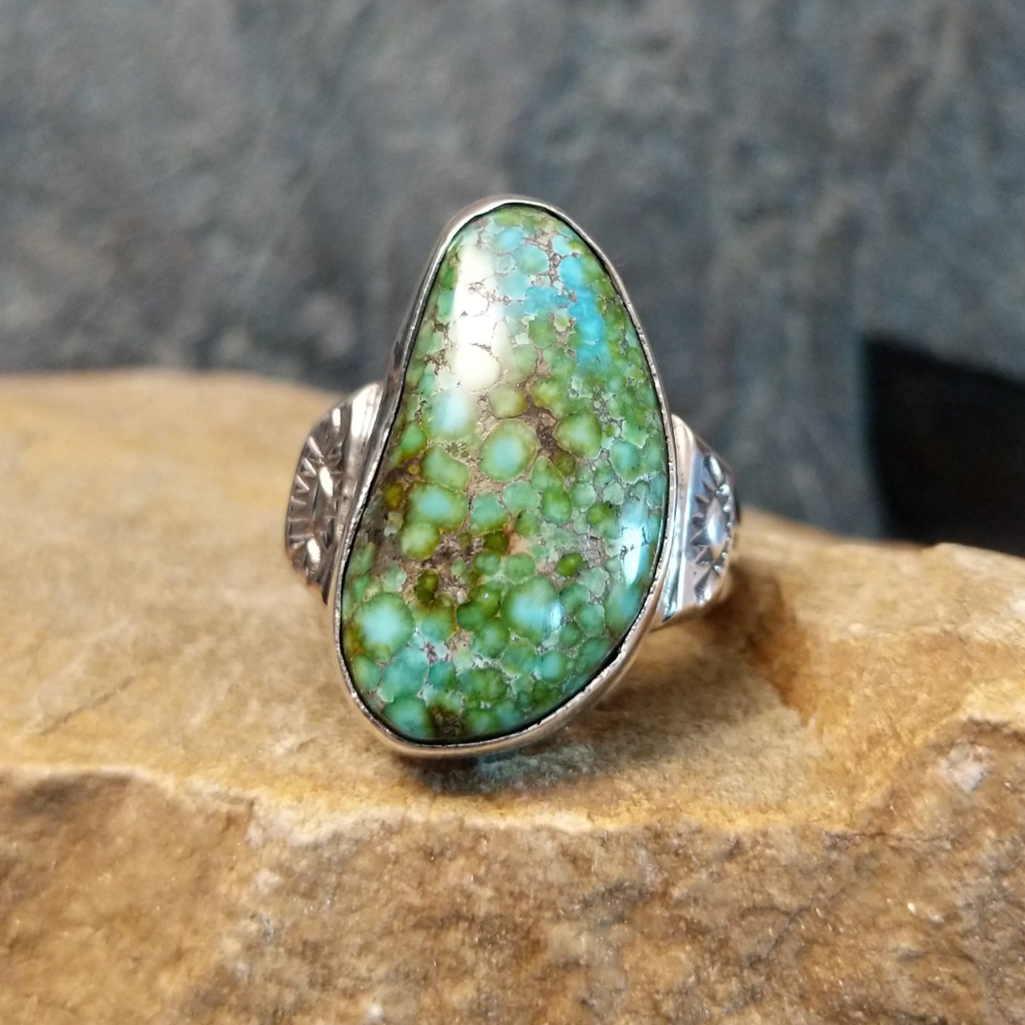 Sonoran Gold Turquoise Ring by Roie Jaque GJ-RNG-0008 Size 9.5