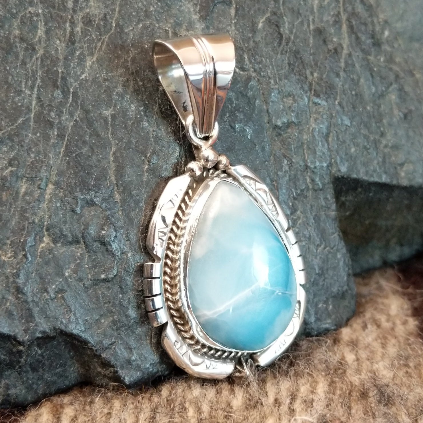 Navajo Made Larimar Pendant GJ-PND-0021