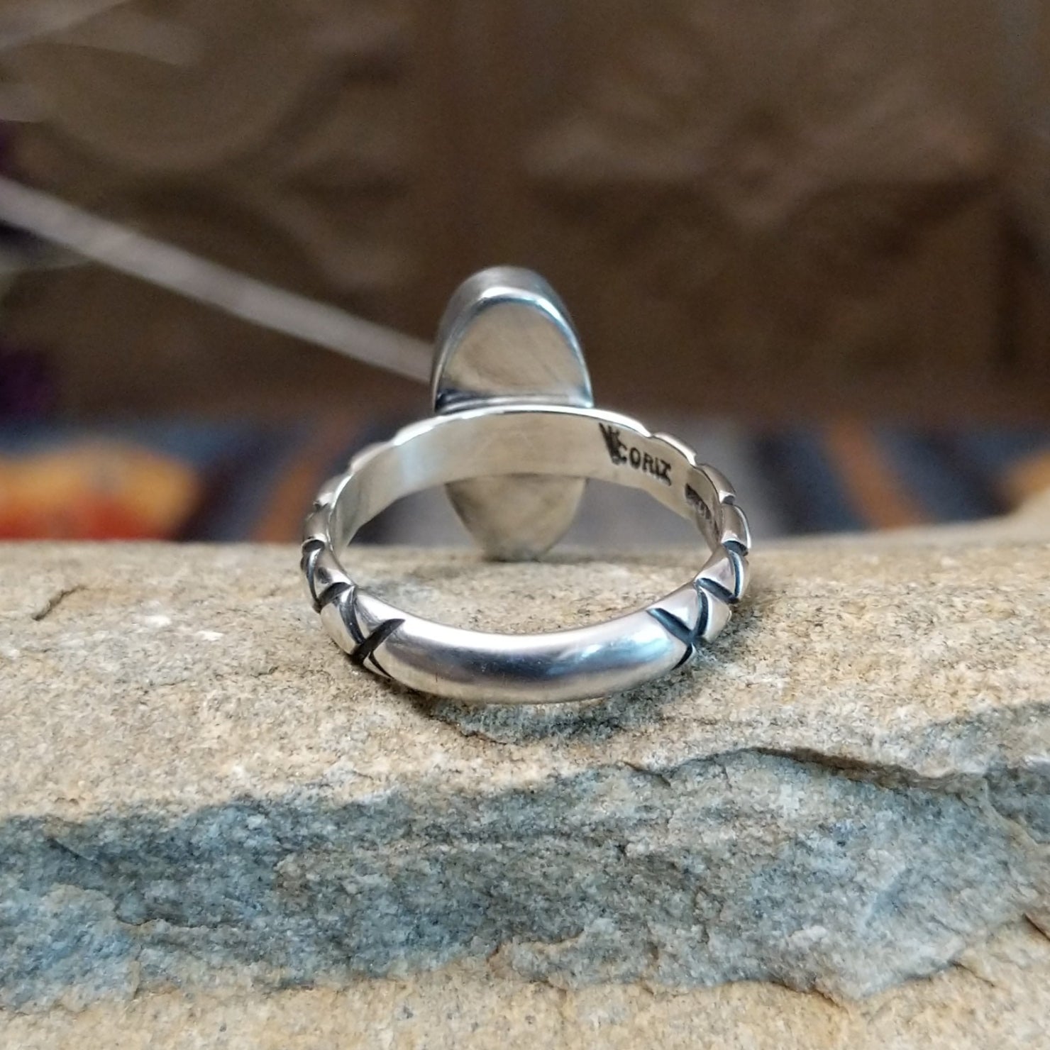Black Onyx Oval Ring by Raymond Coriz SWSG-RNG-0058 Size 6.5