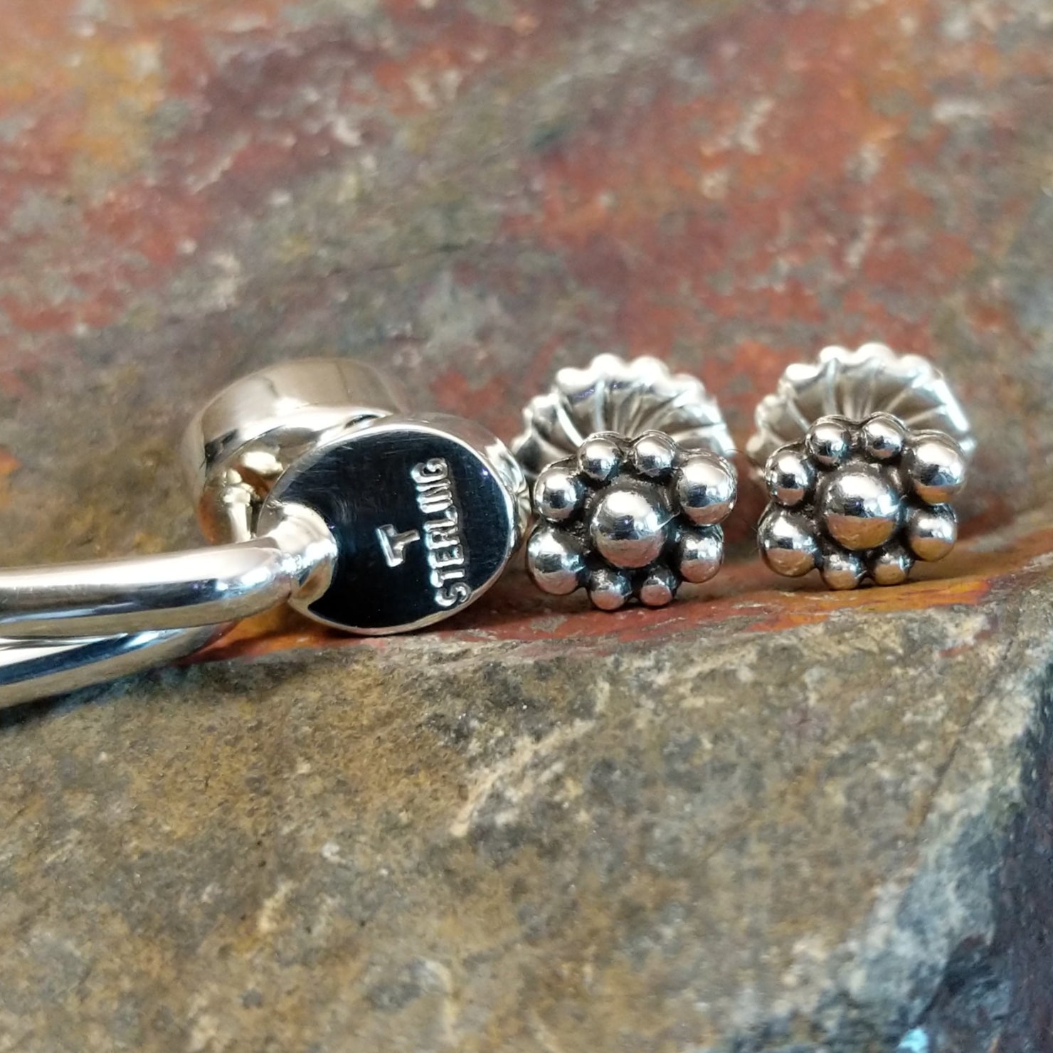 Navajo Made Black Onyx Adjustable Earrings by T. GJ-ERN-0087