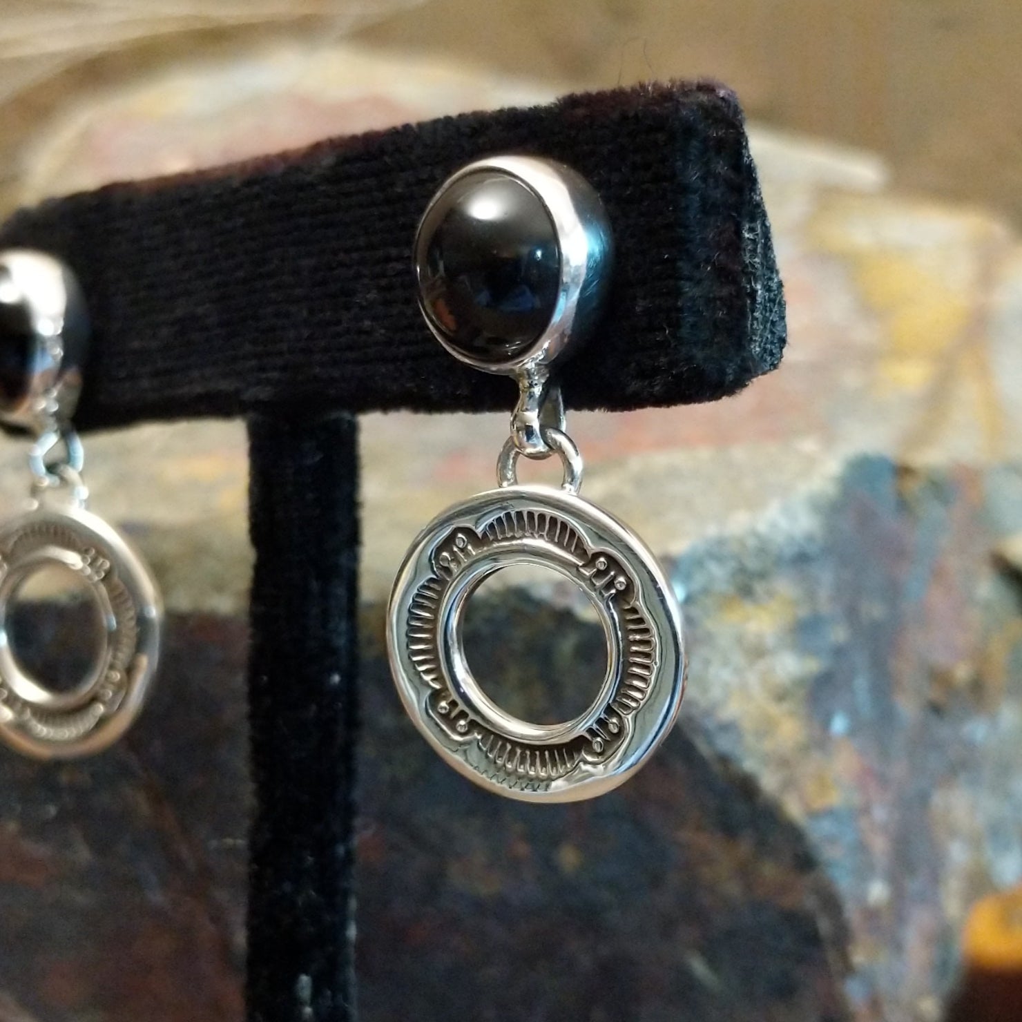 Black Onyx Torus Dangle Earrings by Lowell Draper GJ-ERN-0089