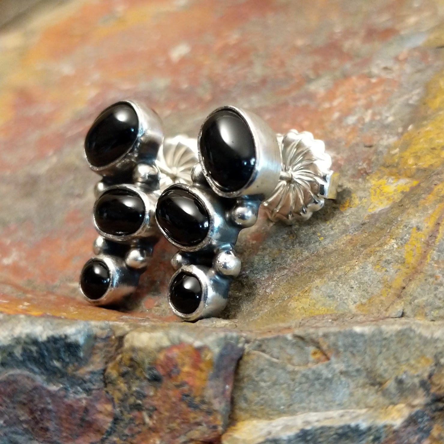Black Onyx Trio Earrings by Geraldine James GJ-ERN-0094
