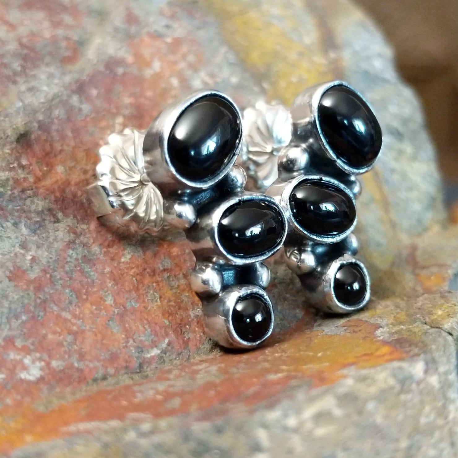 Black Onyx Trio Earrings by Geraldine James GJ-ERN-0094
