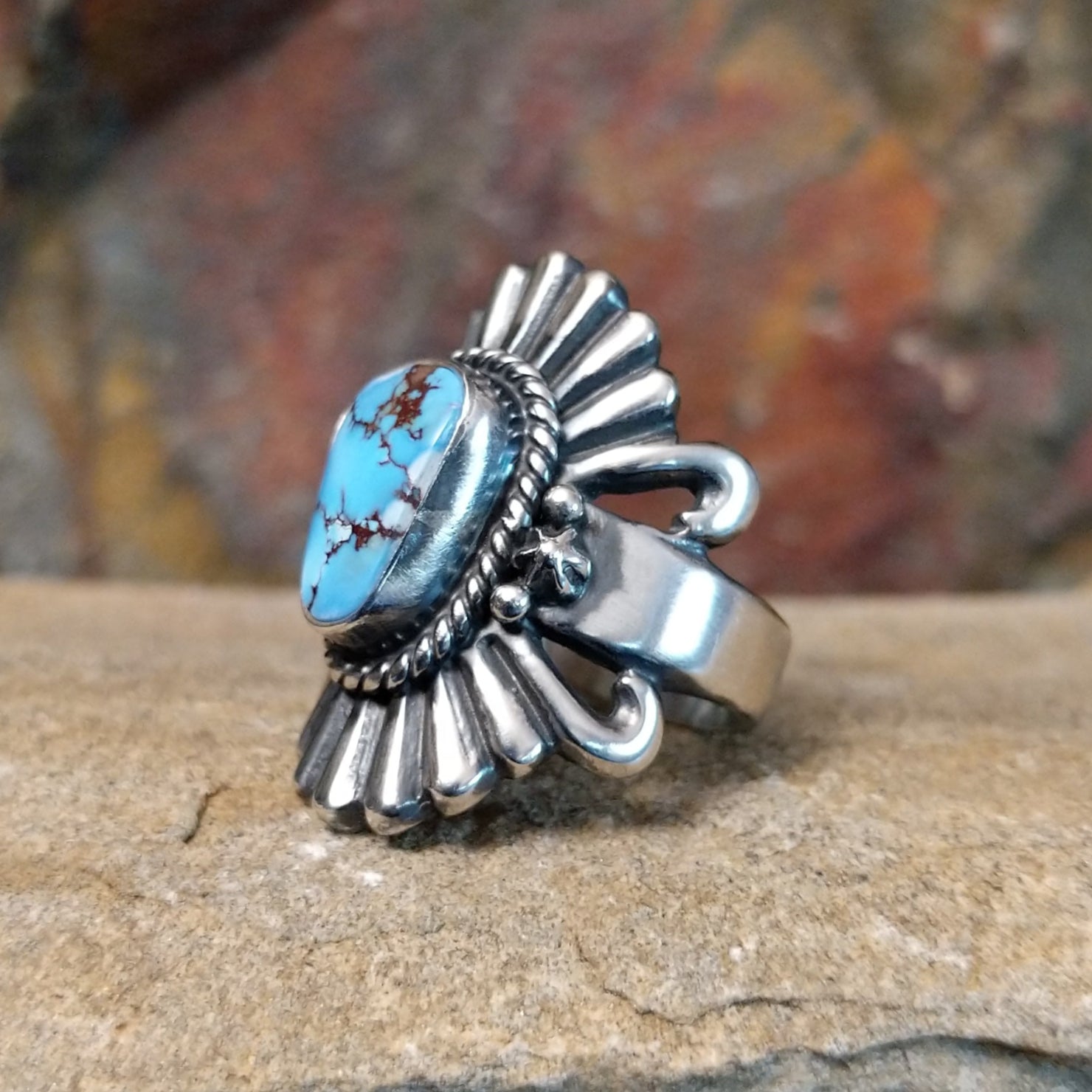 Goldens Hills Turquoise Ring by Raymond Coriz GJ-RNG-0115 Size 6.5