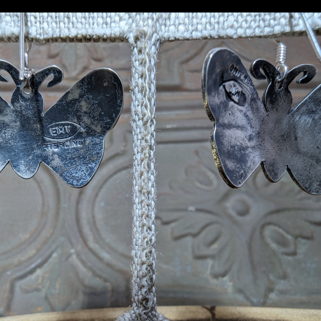 Navajo Handcrafted Sterling Silver Butterfly Earrings by Everett & Mary Teller GJ-ERN-0043