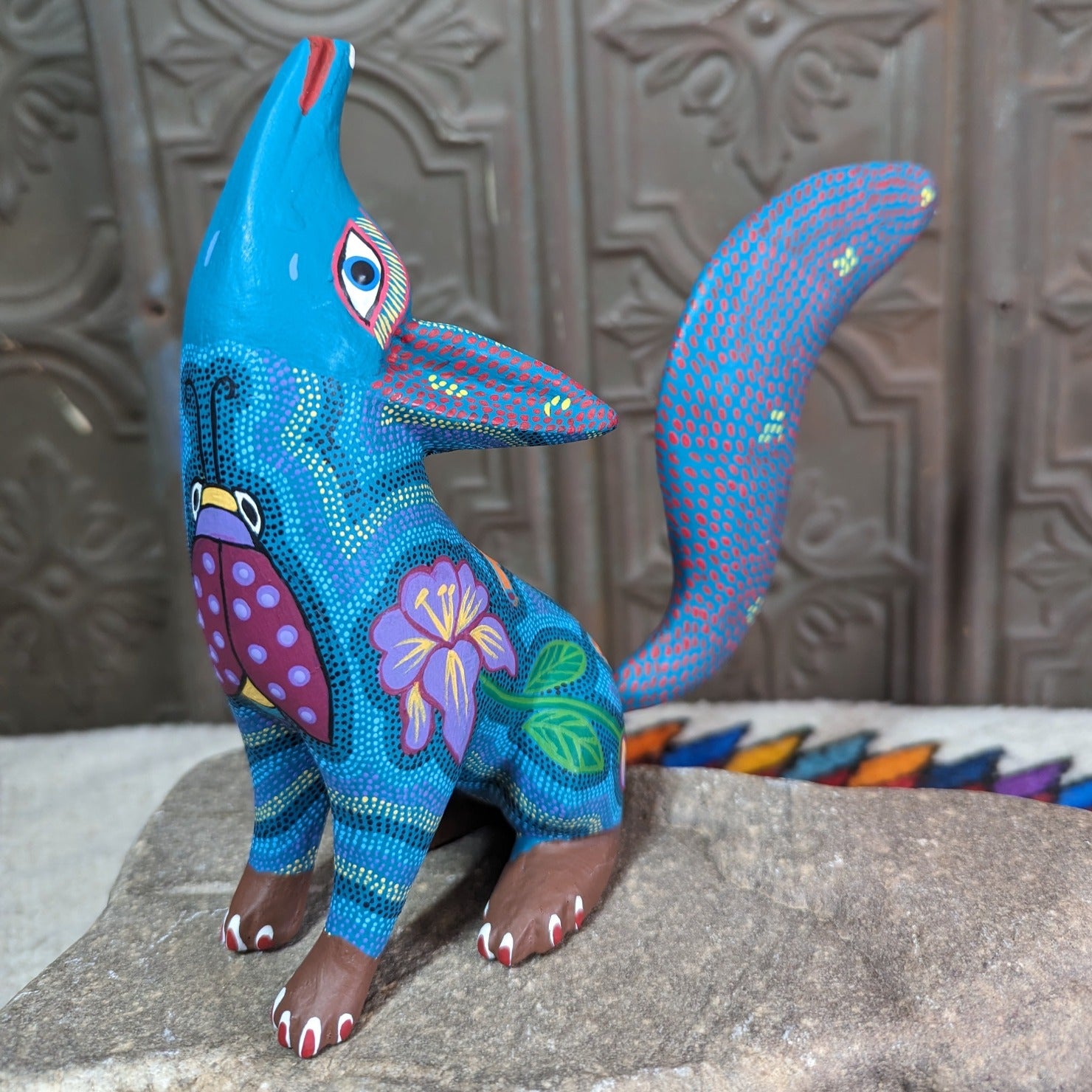 Oaxacan Coyote Wood Carving GF-0104