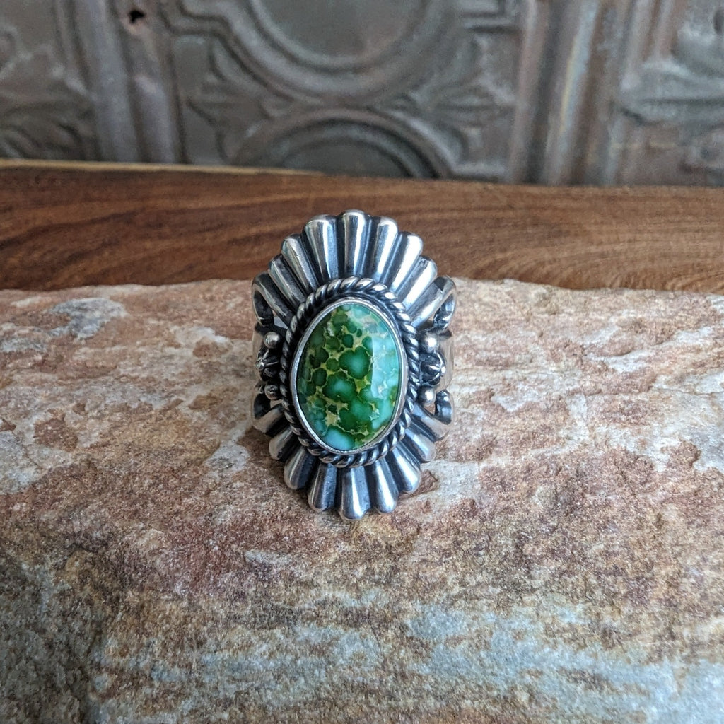Navaho Made Sonoran Gold Stone Sterling Silver Ring GJ-RNG-0031