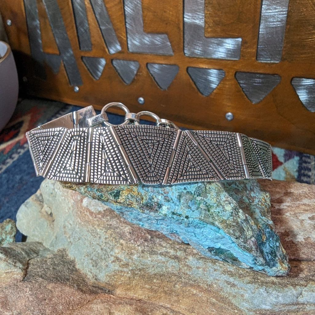 Geometric Link Sterling Silver Bracelet by Elgin Tom GJ-BRC-0038