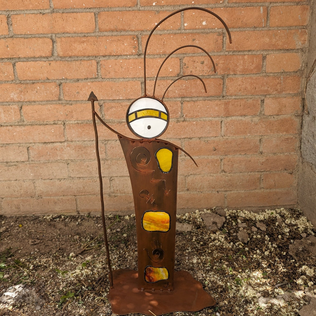 Yellow Glass Metal Sculpture by Glass Illusions Studio GF-0130