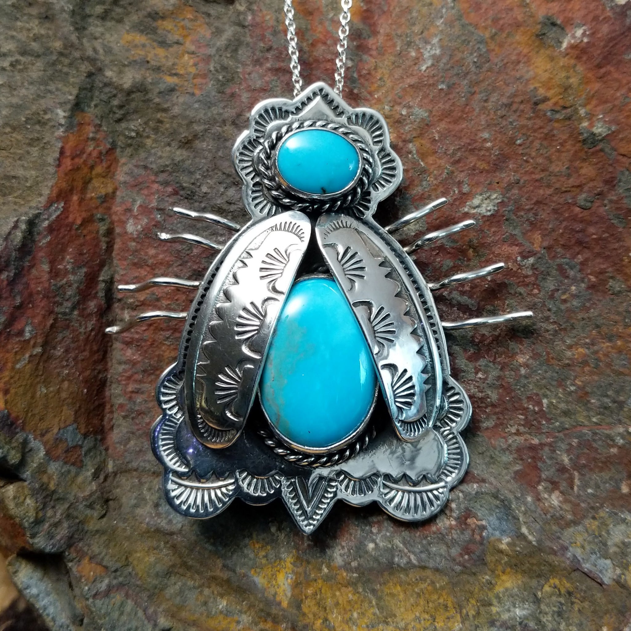 Turquoise Bug Pin by Bernyse Chavez GJ-PIN-0004 – Arlene's