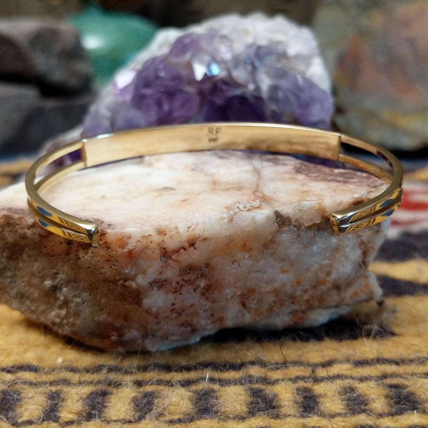 Interior view of handcrafted cuff showing band thickness and fit.
