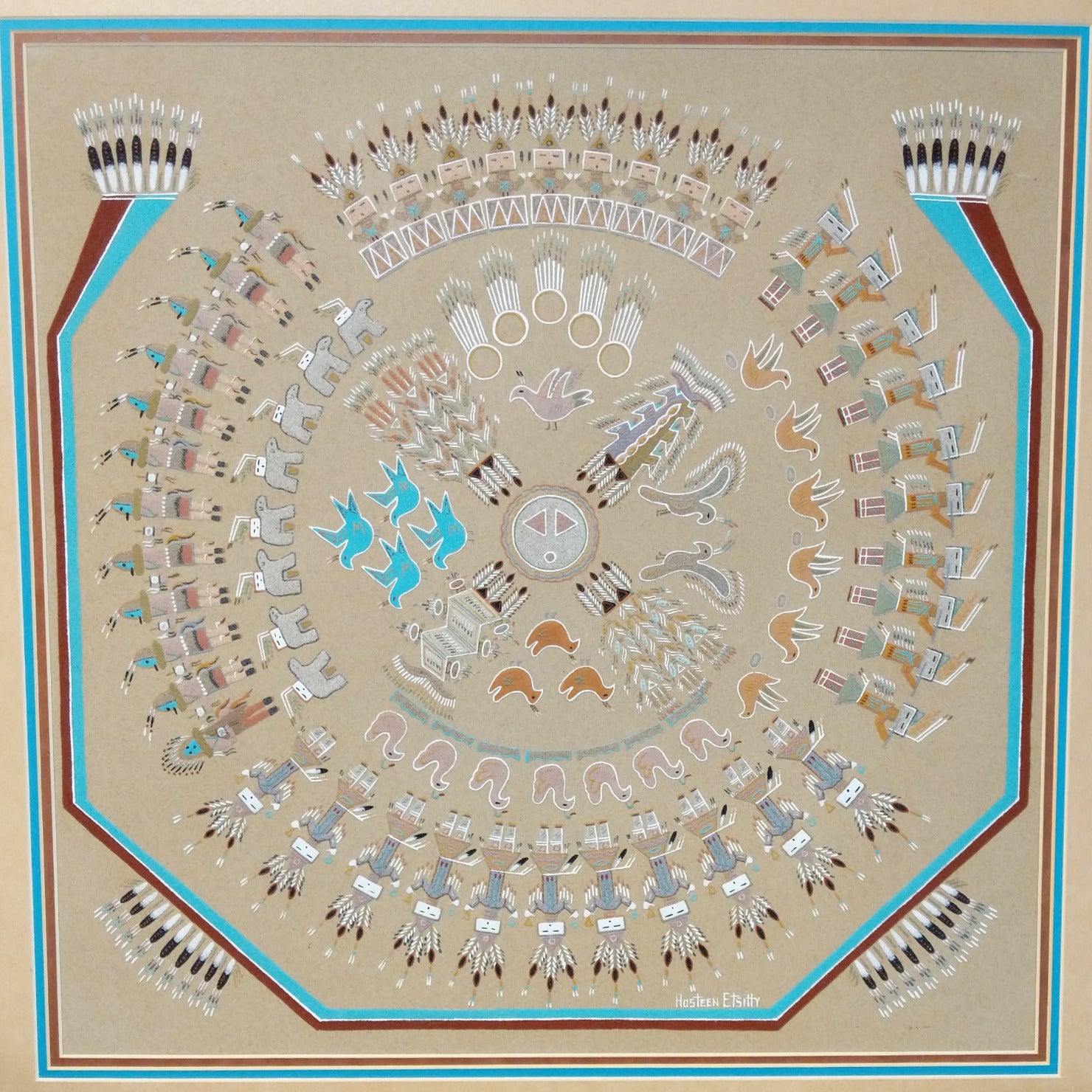 A close-up of the twelve days sand painting.