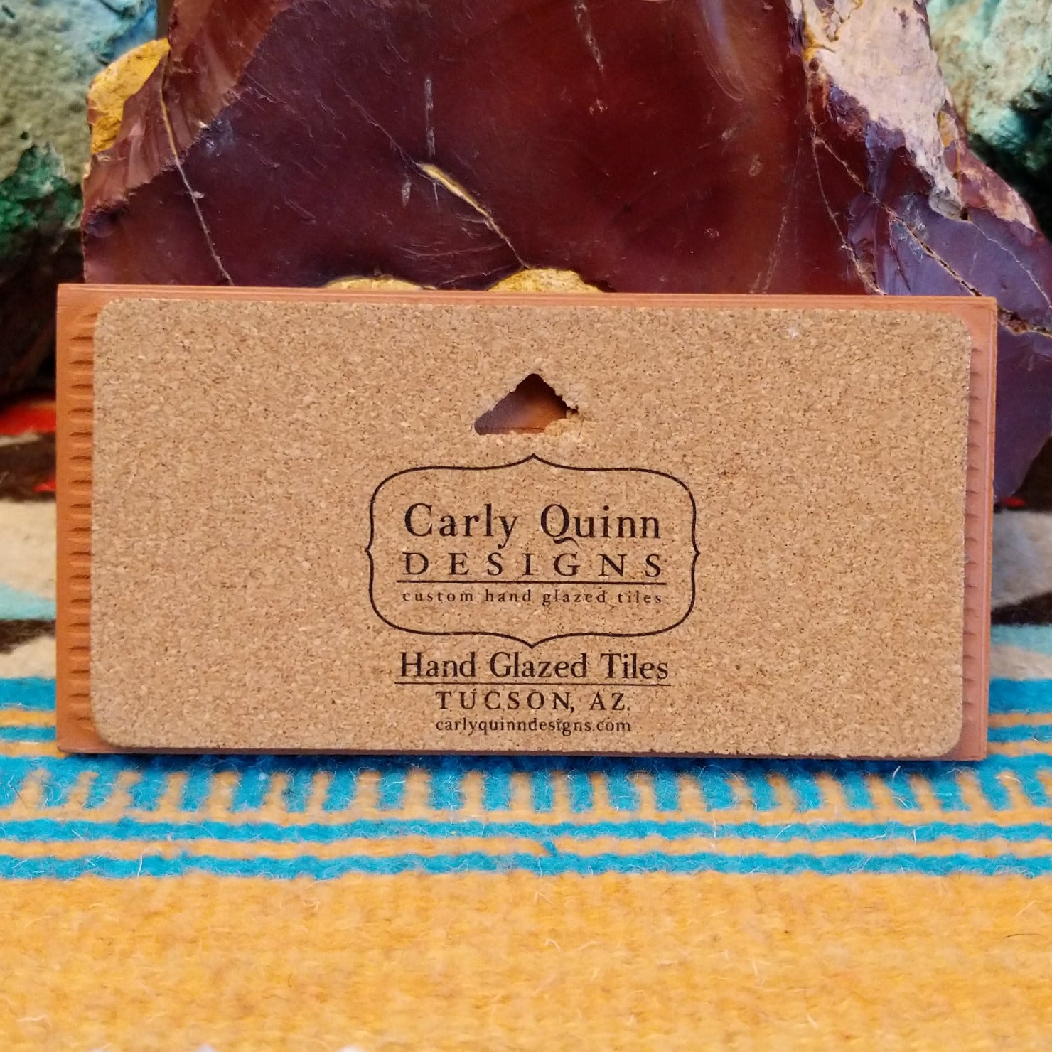 Close-up of the artisan's brand.