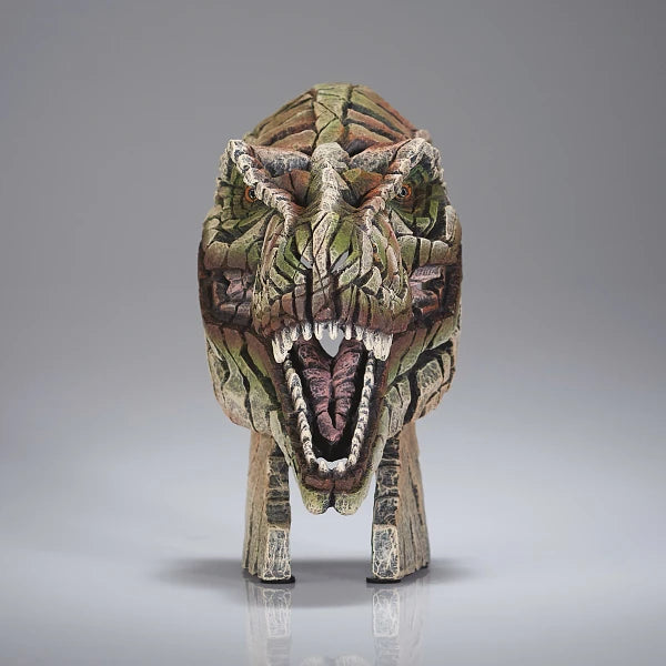 Head on view of T-rex sculpture