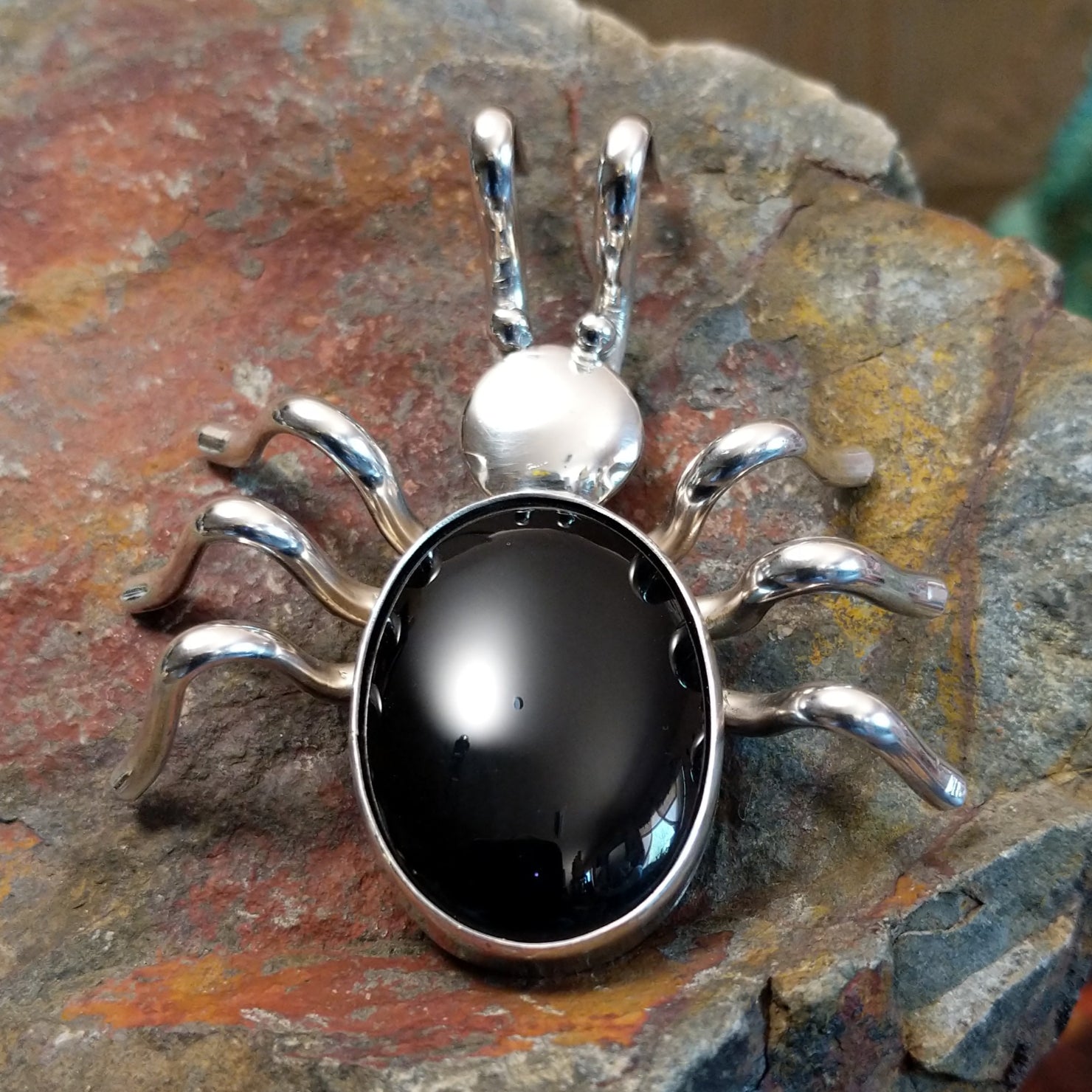 Navajo Made Black Onyx Bug Pin by J.B. SWSG-PIN-0001