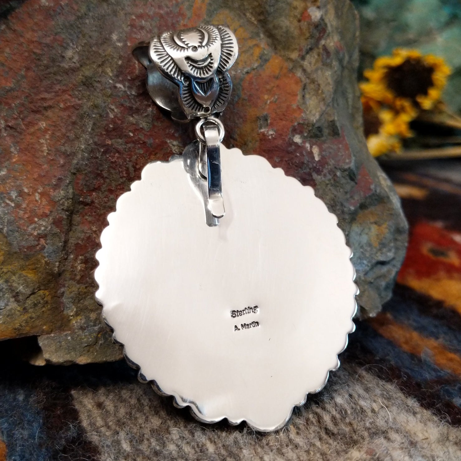 Floral Black Onyx Pendant by Angela Martin SWSG-PND-0026
