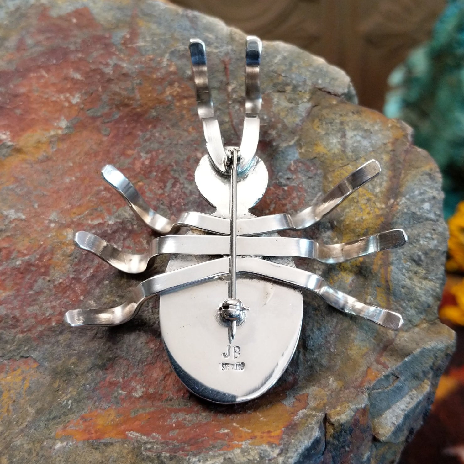 Navajo Made Black Onyx Bug Pin by J.B. SWSG-PIN-0001