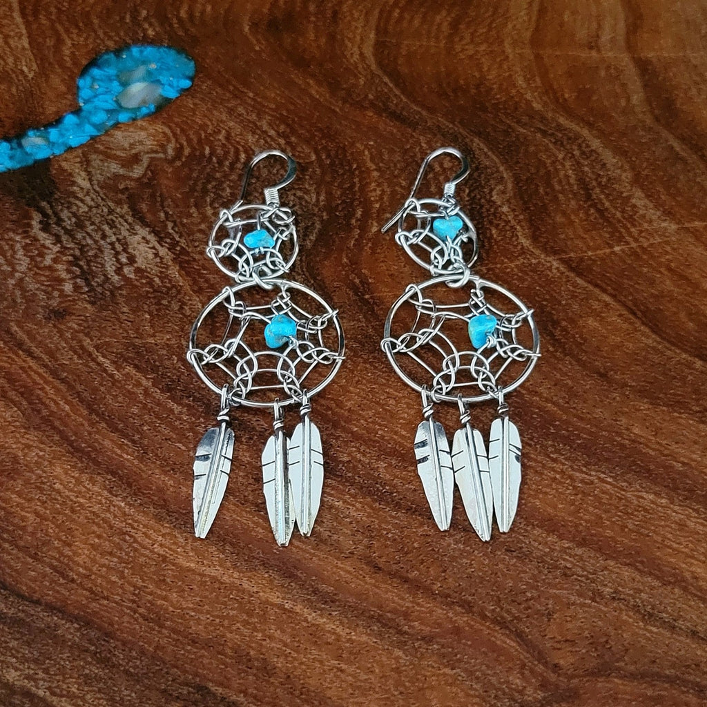 Navajo Made Double Dream Catcher Earrings